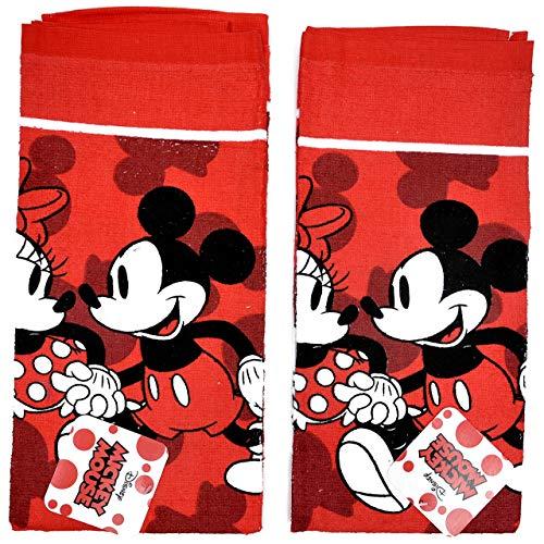 Disney Dish Towels 2 Piece Set Kitchen Cloth (Mickey Minnie Red)