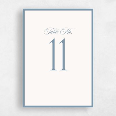 Dusty Blue Wedding Table Number - Ford