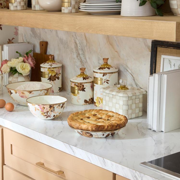 MacKenzie-Childs, Wild Rose White Stainless Steel Canister | Zola