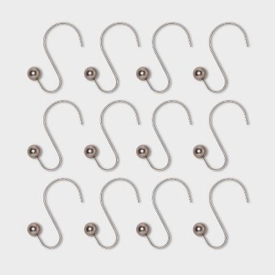 S Shaped Shower Curtain Hooks With Ball End Cap Iron Nickel - Made By Design™