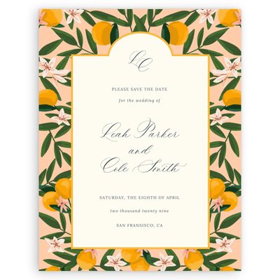 Peach, Orange Wedding Digital Save the Date - Melissa Portrait