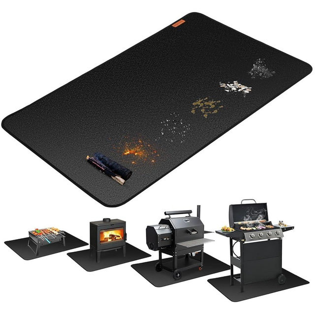 AIRSHOOTER 48 x 30 inch Under Grill Mats for Outdoor Grill, Double-Sided Fireproof Grill Pad, Waterproof Oil-Proof Grill Floor Pads Fire Pit Mat, Grill Pads for Outdoor Grill Cooking