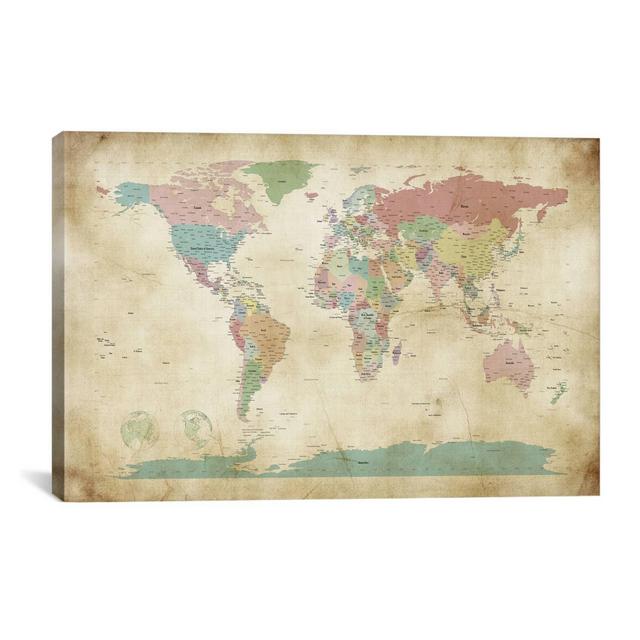12" x 18" World Cities Map by Michael Tompsett Canvas Print - iCanvas
