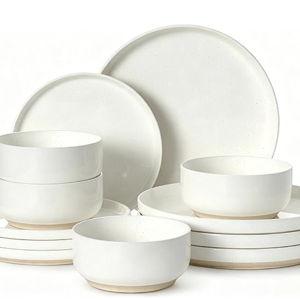 Plates and Bowls Sets, Dinnerware Sets for 4, 12 Pieces Scratch Resistant Dishware Dishes Set, Ceramic Kitchen Dinner Set, Porcelain & Microwave and Dishwasher Safe, Cream White
