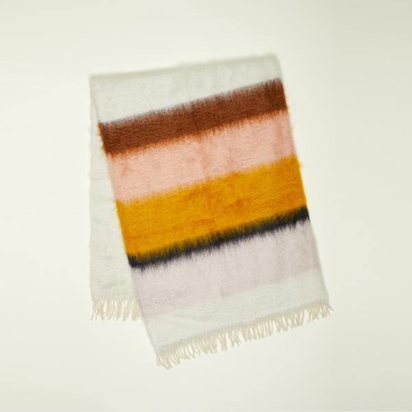 STRIPE MOHAIR THROW - WARM