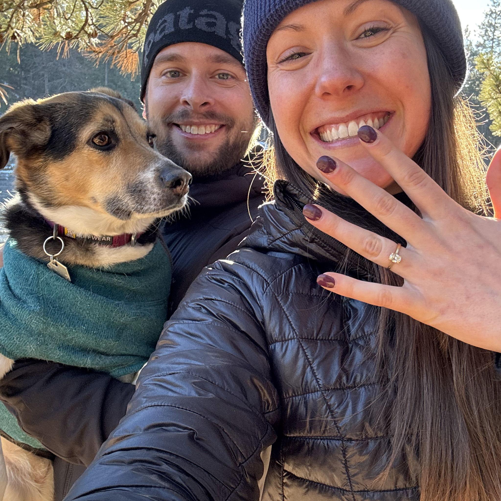 The day of our engagement at Good Dog Park in Bend, OR