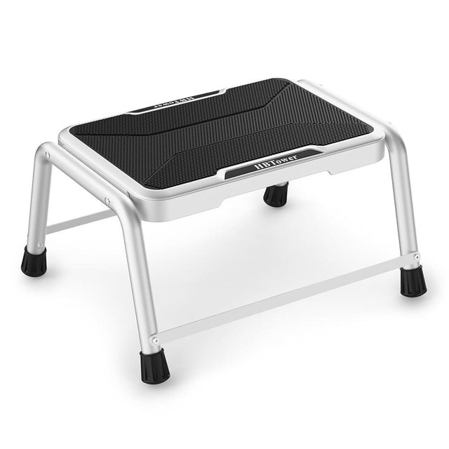 Step Stool, HBTower Step Stools for Adults Kids with Non-Slip Rubber Feet, Holds Up to 600 lbs, Lightweight Stepping Stools for Bedroom Kitchen Bathroom, Bed Steps for High Beds