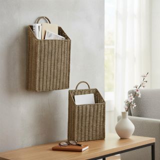 Wicker 2-Piece Hanging Basket Set