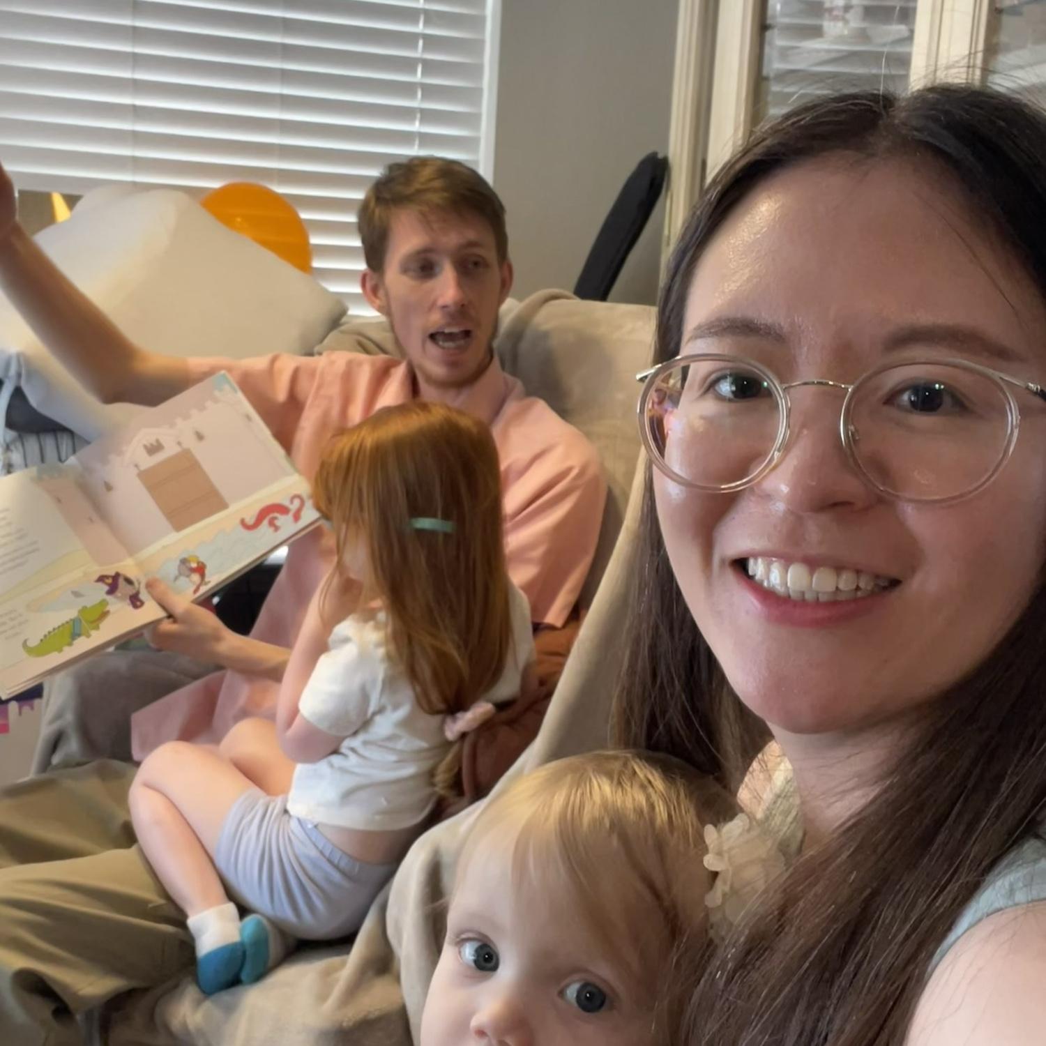Benjamin likes to read children books to the kids! I held Éveline while he read the story to Dorothy and Abigail!