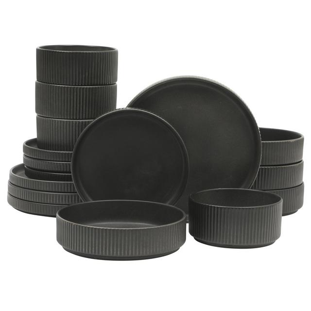 Gibson Elite Deerfield 16-Piece Stoneware Dinnerware Set – Stackable, Reactive Glaze Finish, Service for 4