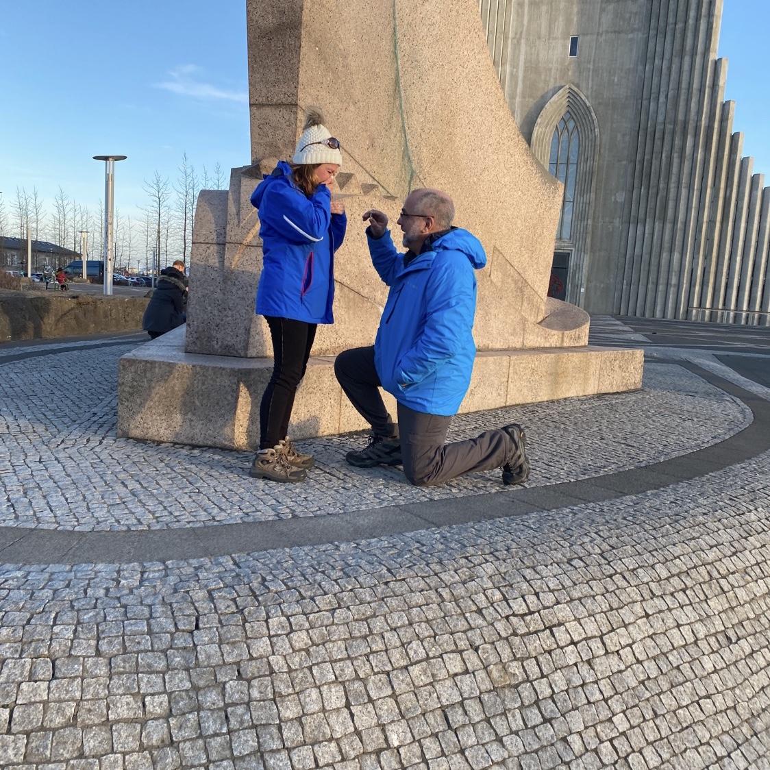 At golden hour on March 22, 2023 in Reykjavik, Iceland Warren got down on one knee and asked me to spend forever with him!  I said yes!!