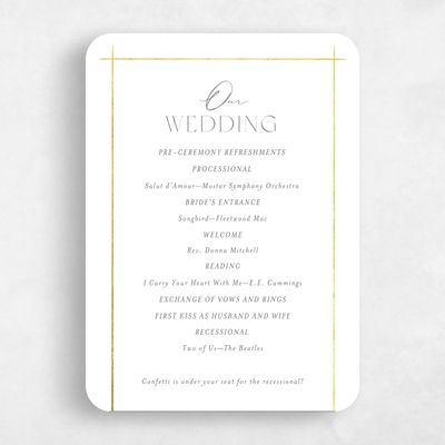 White Rounded Wedding Program - Mecca Foil