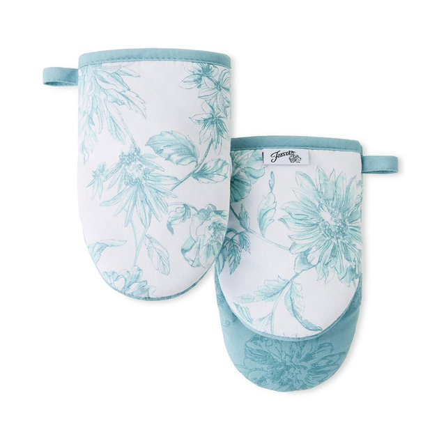 Fiesta Botanical Floral Mini Cotton Oven Mitt Set, 5.5" x 8"