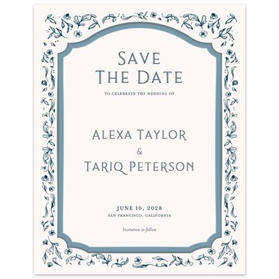 Darkest Teal, Blue Wedding Digital Save the Date - Delphi Portrait