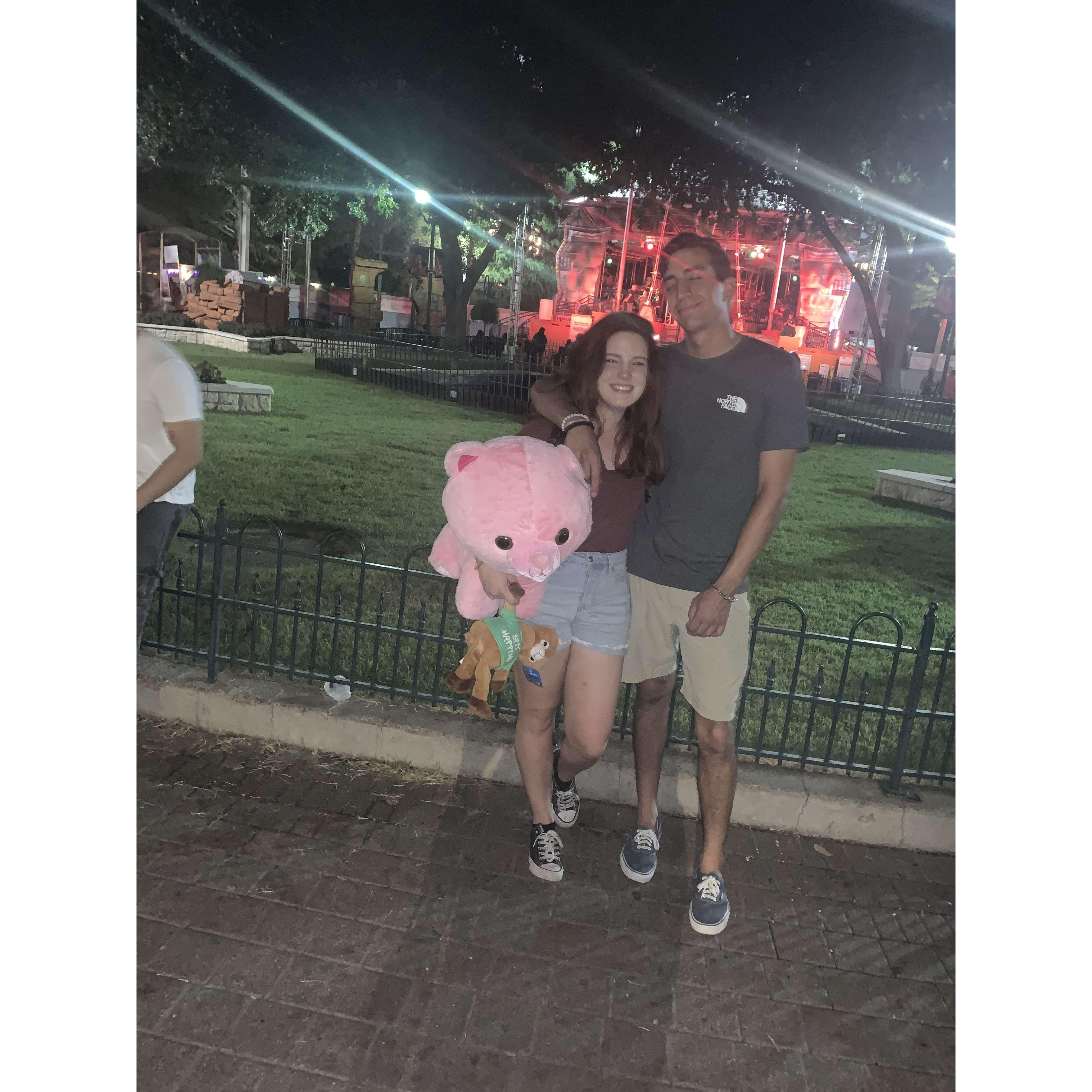 somehow we snuck away from the Fair to go to Fright Night at Six Flags