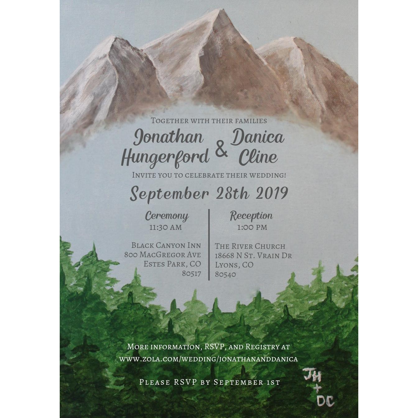 Jonathan and Danica painted the background of their invitation together!
