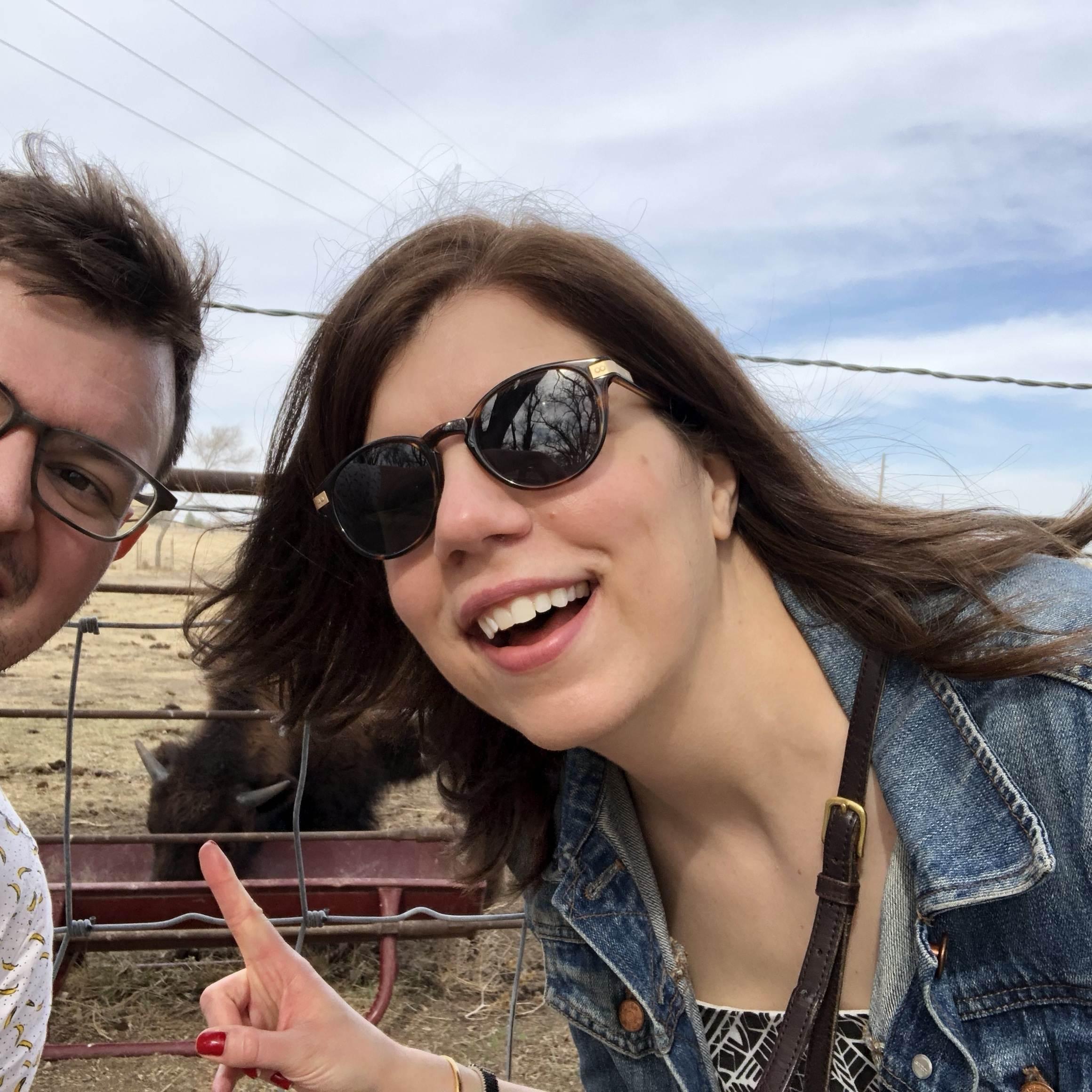 Katie's first visit to Kansas, where she met a buffalo we visit each year.