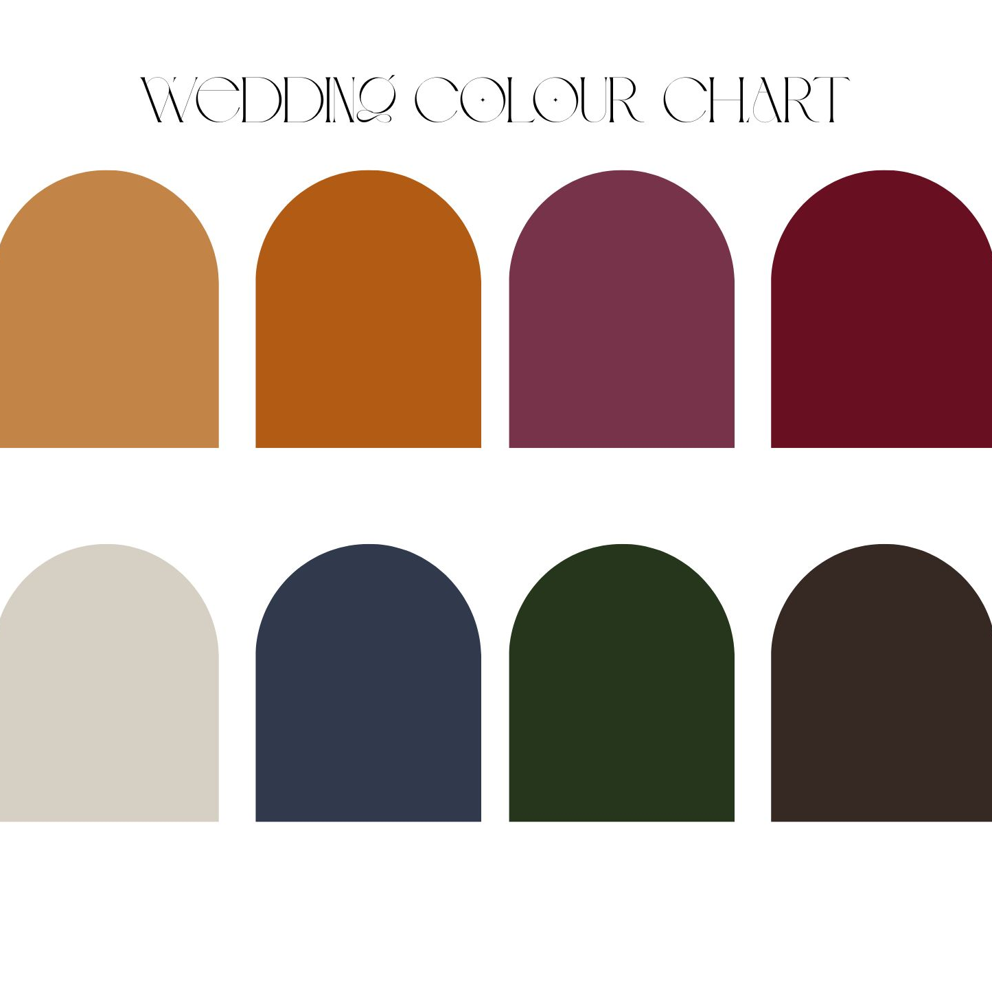 Wedding Colour Chart for Attire