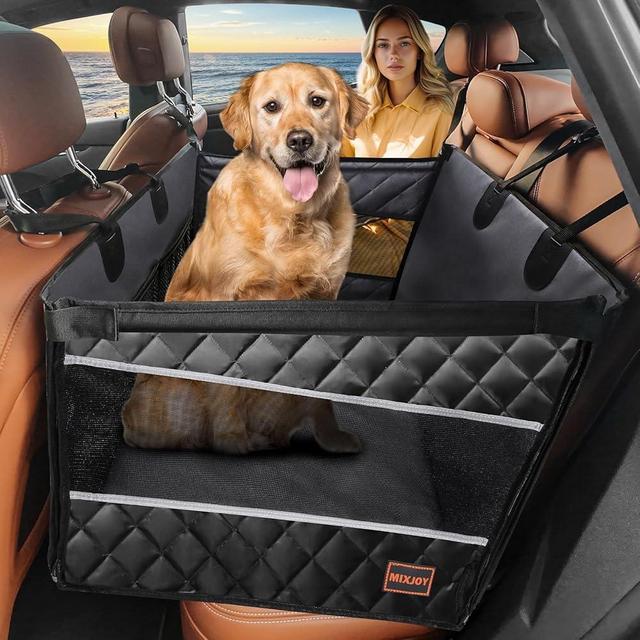 MIXJOY Dog Car Seat For Large Medium Dogs, Back Seat Extender for Dogs, Waterproof Dog Carseat, Dog Car Seat Medium Sized Dog, Car Hammock for Dogs-Storage Pocket, Pet Seat Cover for Cars/SUV/Truck(L)