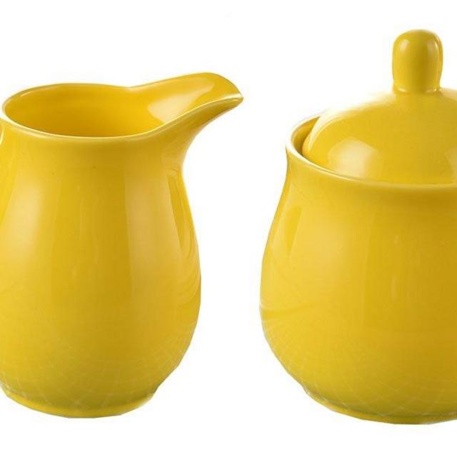 Ceramic Colorful Creamer and Sugar Set with Lid Spoon, Coffee Serving Set 12oz