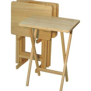 Casual Home 660-40 Tray Table Set, Natural, 14.75 in x 19 in x 25.5 in, 5 Piece