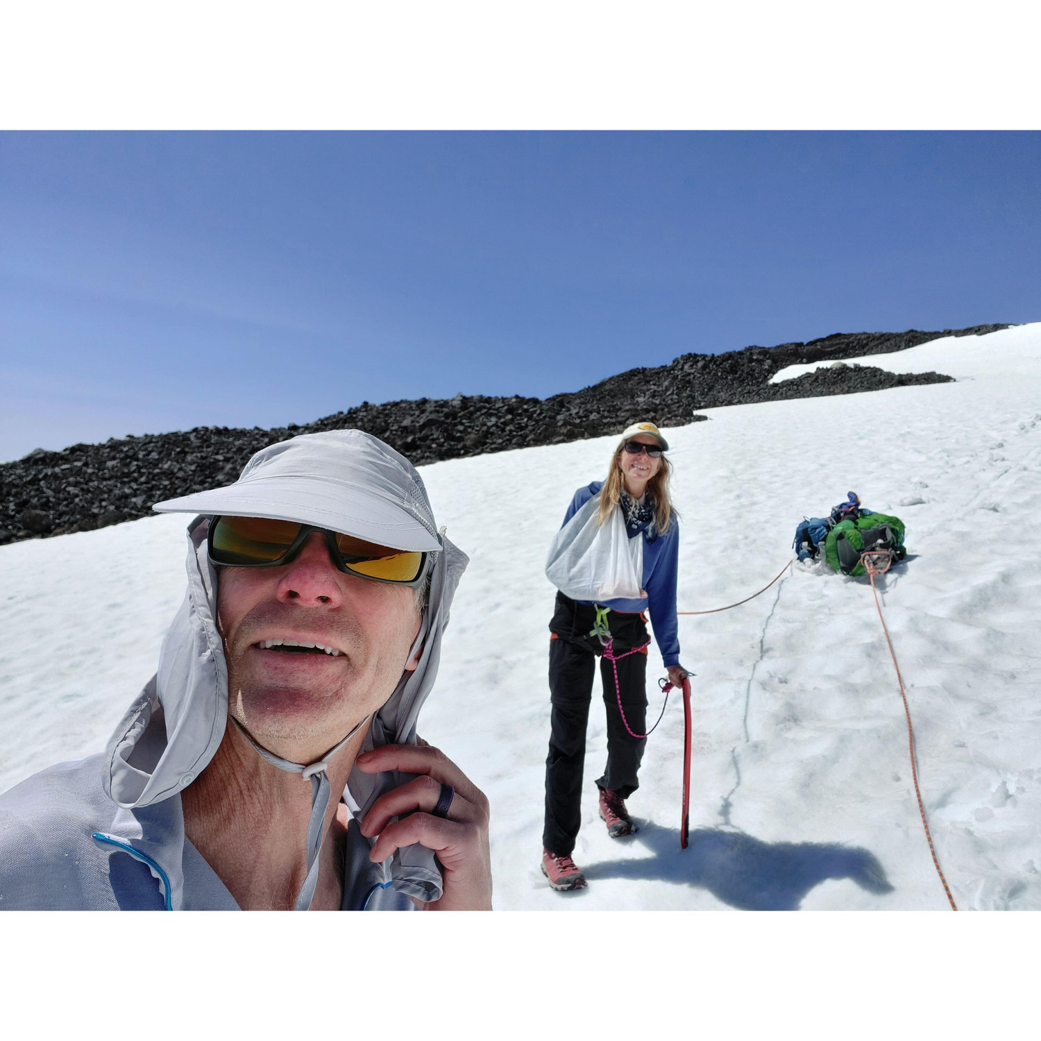 I told her that if she wanted to make it down the mountain (with a dislocated shoulder), she'd better marry me someday!