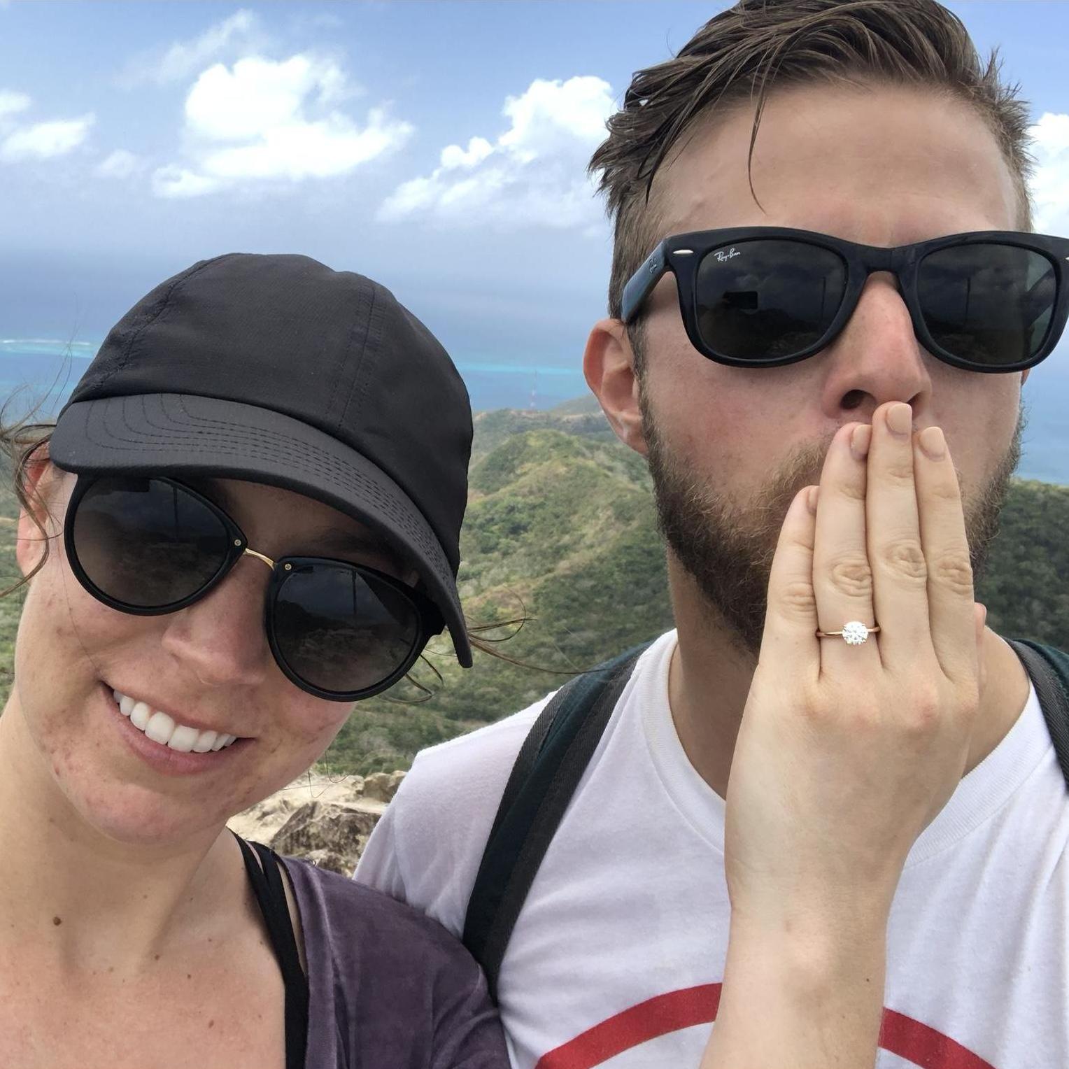 We got engaged on a Caribbean mountaintop!