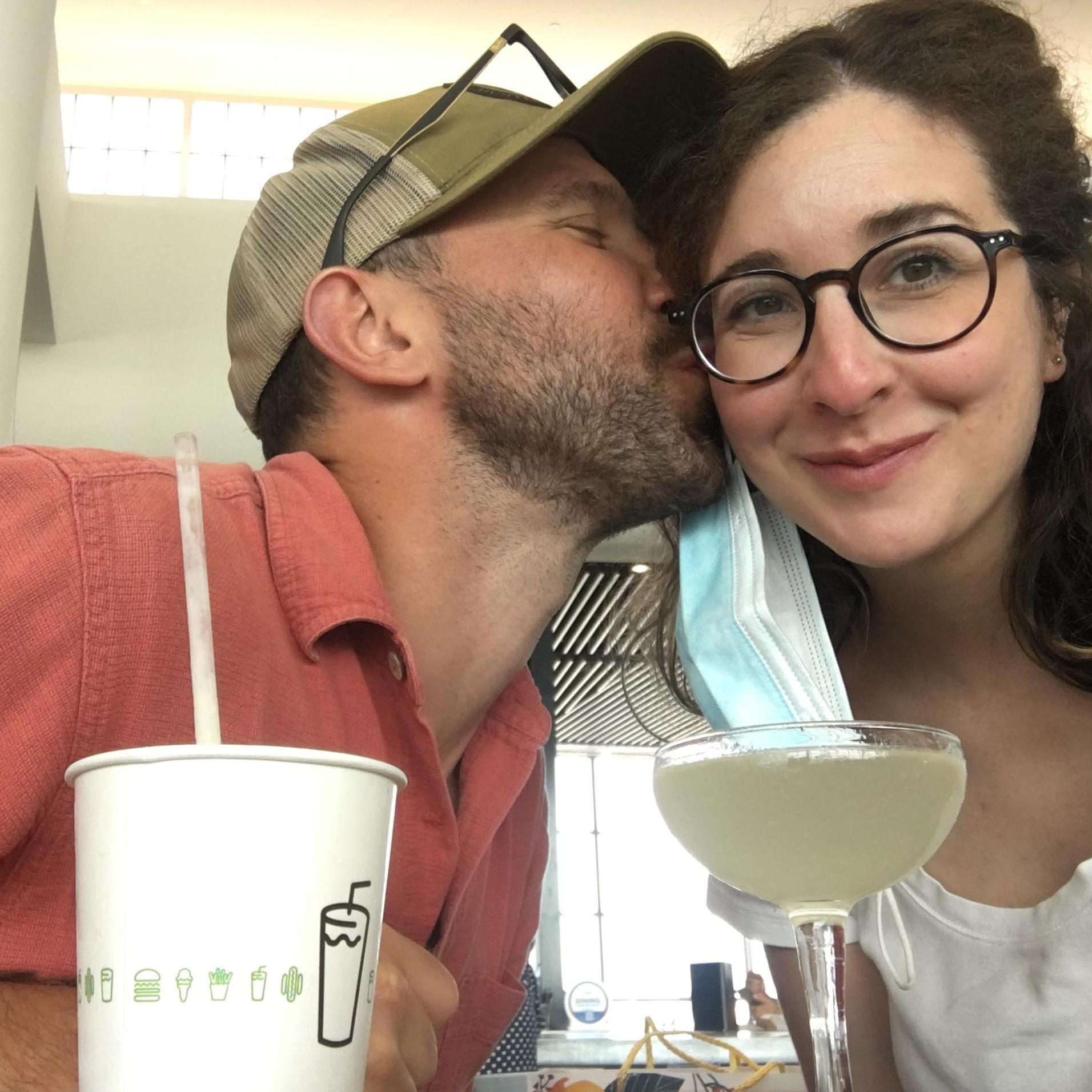 New Orleans airport milkshakes and margaritas on Torrey's birthday, 2021