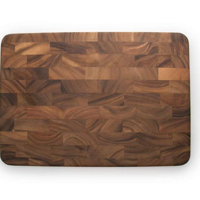 Ironwood Gourmet Large End Grain Prep Station Acacia Wood Cutting Board, 14 x 20-Inch, Brown