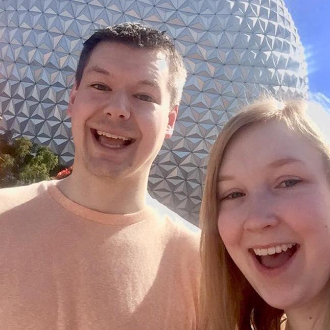 In front of the giant golf ball looking thing at Epcot Centre!