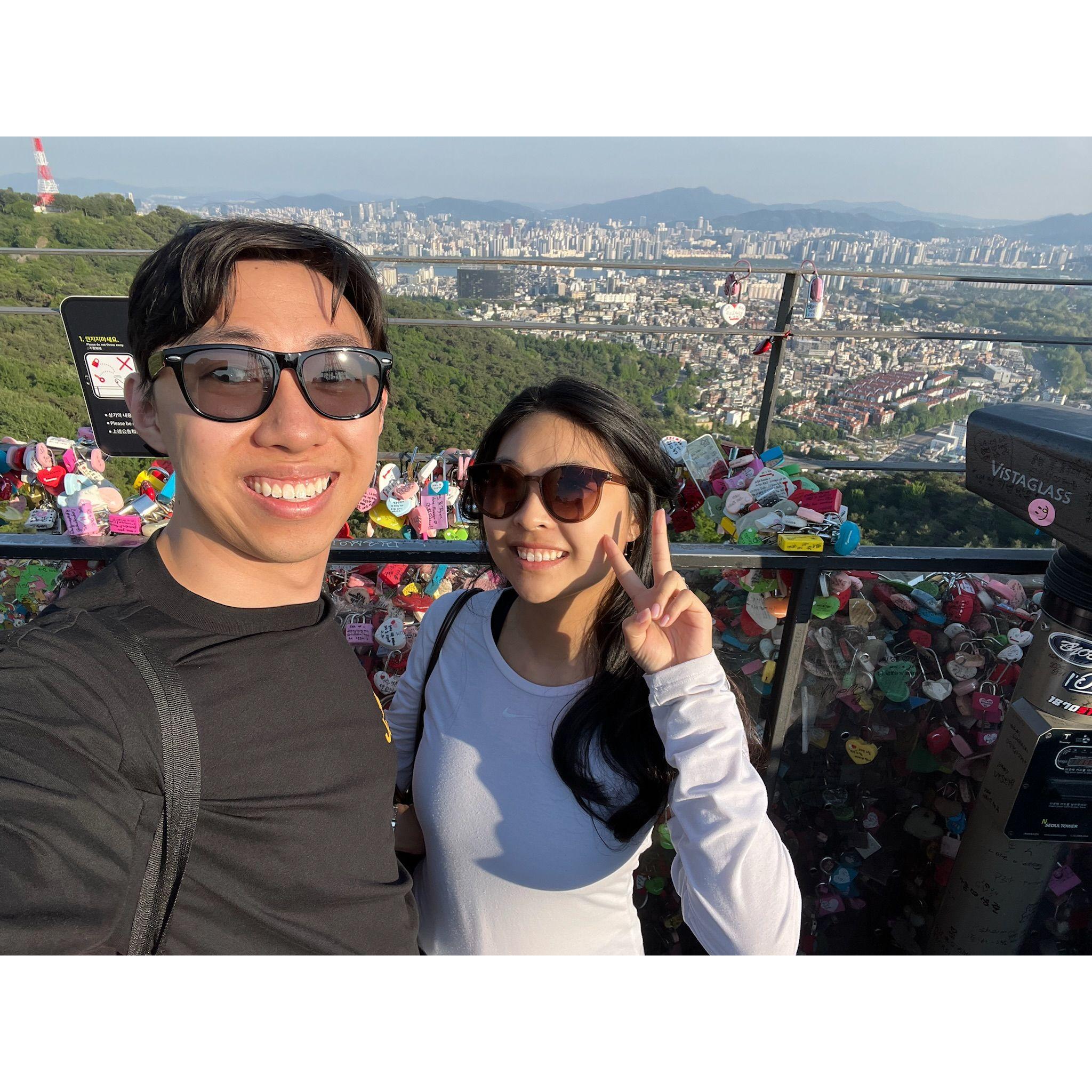 Our love lock has an incredible view from the top of Namsan Tower in Korea :)