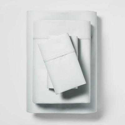 King 400 Thread Count Solid Cotton Performance Sheet Set Morning Frost - Threshold™