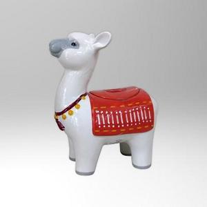Stoneware Llama Cookie/Candy Jar 58oz White/Red - Threshold™