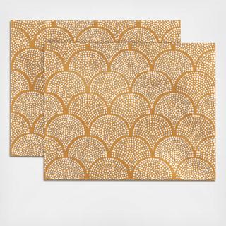Japanese Fish Scales Golden Placemat, Set of 2