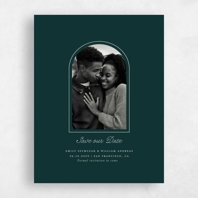 Dark Emerald, Green Wedding Save the Date - Vianne Photo