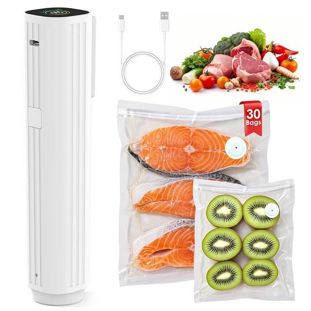 Vacuum Sealer,Food Saver Vacuum Sealer Machine,Ultimate Suction Power,Compact Design,Cordless Handheld Vacuum Sealer (Contains 30 Reusable Seal Bags)