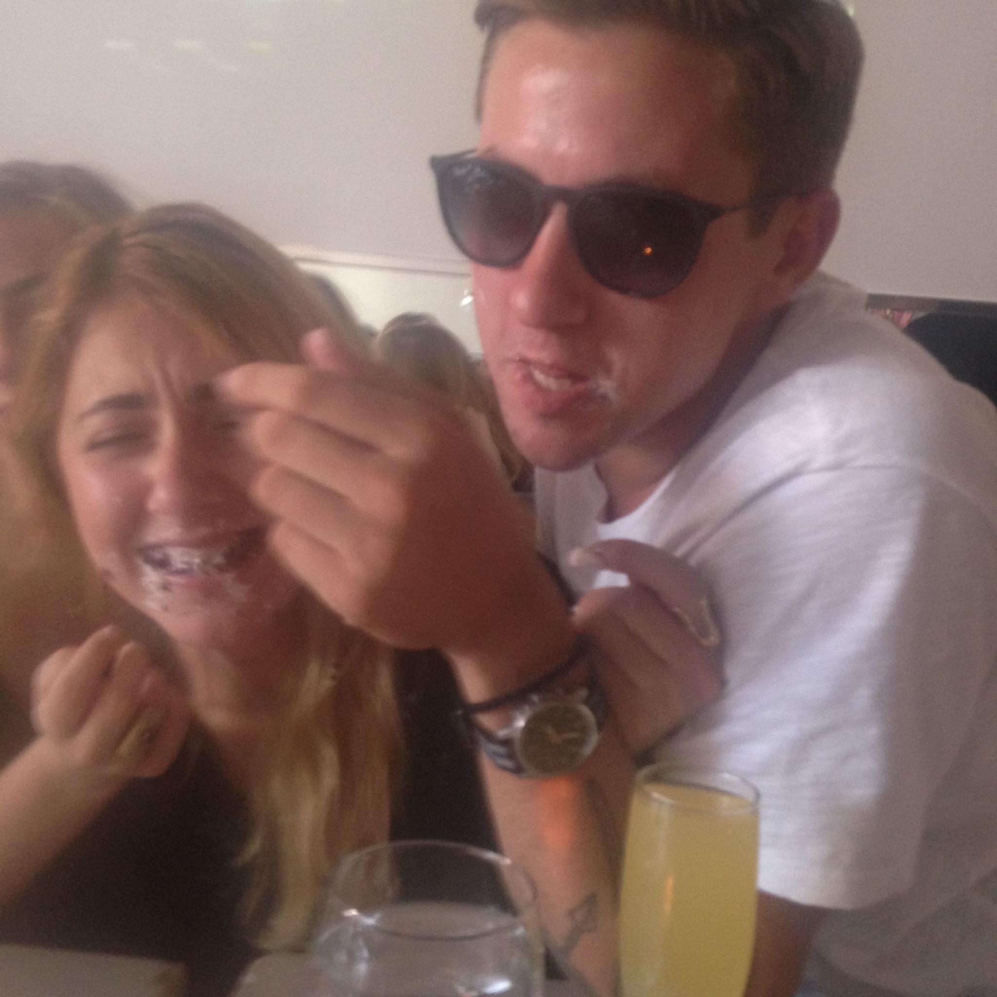 Cake-to-the-face cracking up at Drag Brunch in Boystown