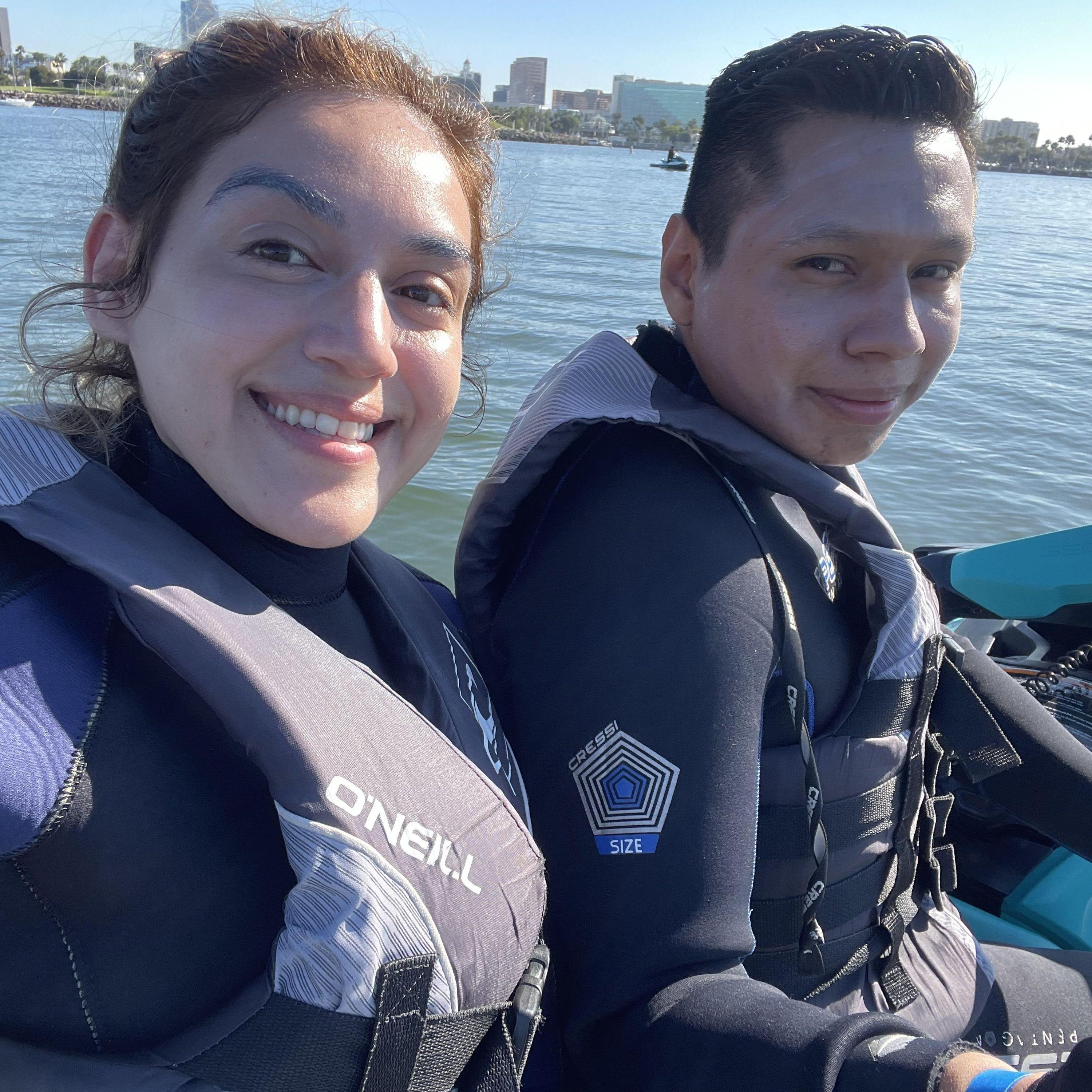 The one surprise Jocelyne actually pulled off! Jet-skiing to Catalina! She's not a great gift giver but she knew she nailed this one!