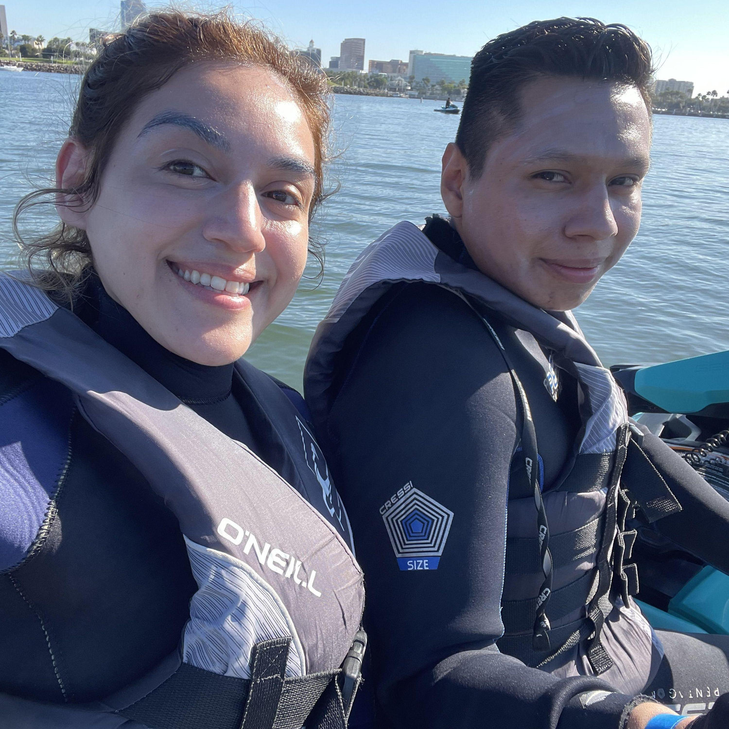 The one surprise Jocelyne actually pulled off! Jet-skiing to Catalina! She's not a great gift giver but she knew she nailed this one!
