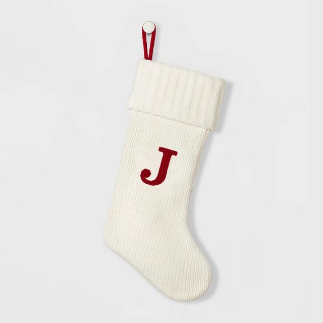 Knit Monogram Christmas Stocking White J - Wondershop™