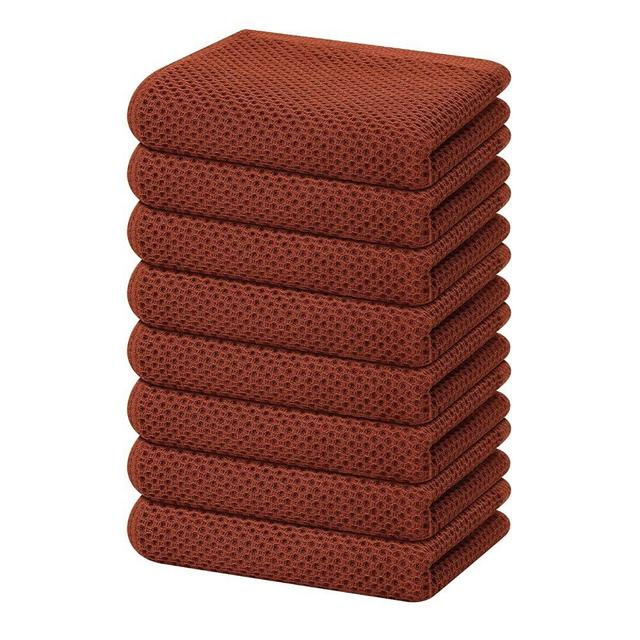 Homaxy 100% Cotton Waffle Weave Kitchen Dish Towels, Ultra Soft Absorbent Quick Drying Cleaning Towel, 13 x 28 Inches, 8-Pack, Rust