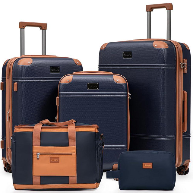 Cobens Expandable Luggage Sets 5 Piece with Detachable Spinner Wheels and TSA Lock,ABS Hard Case Suitcases with Wheels,Carry On Luggage Set