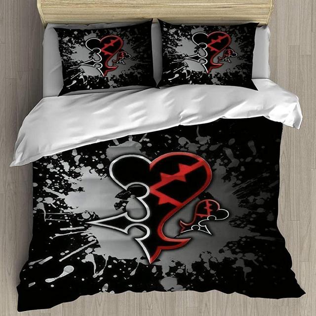 WYLZ0123xzan Kingdom Hearts Heartless Nobody Emblem Bedding Duvet Cover with 2 Pillows Simple Style Bedding Set Relaxed Soft Queen Casual Modern Home Pattern Style