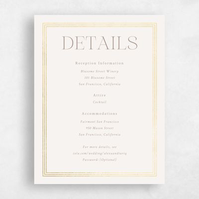 Light Oatmeal, Beige Wedding Enclosure - Teagan Foil