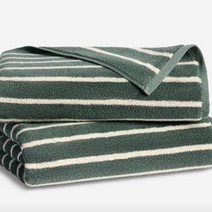 Super-Plush Turkish Cotton Bath Towels- Striped Botanical Green