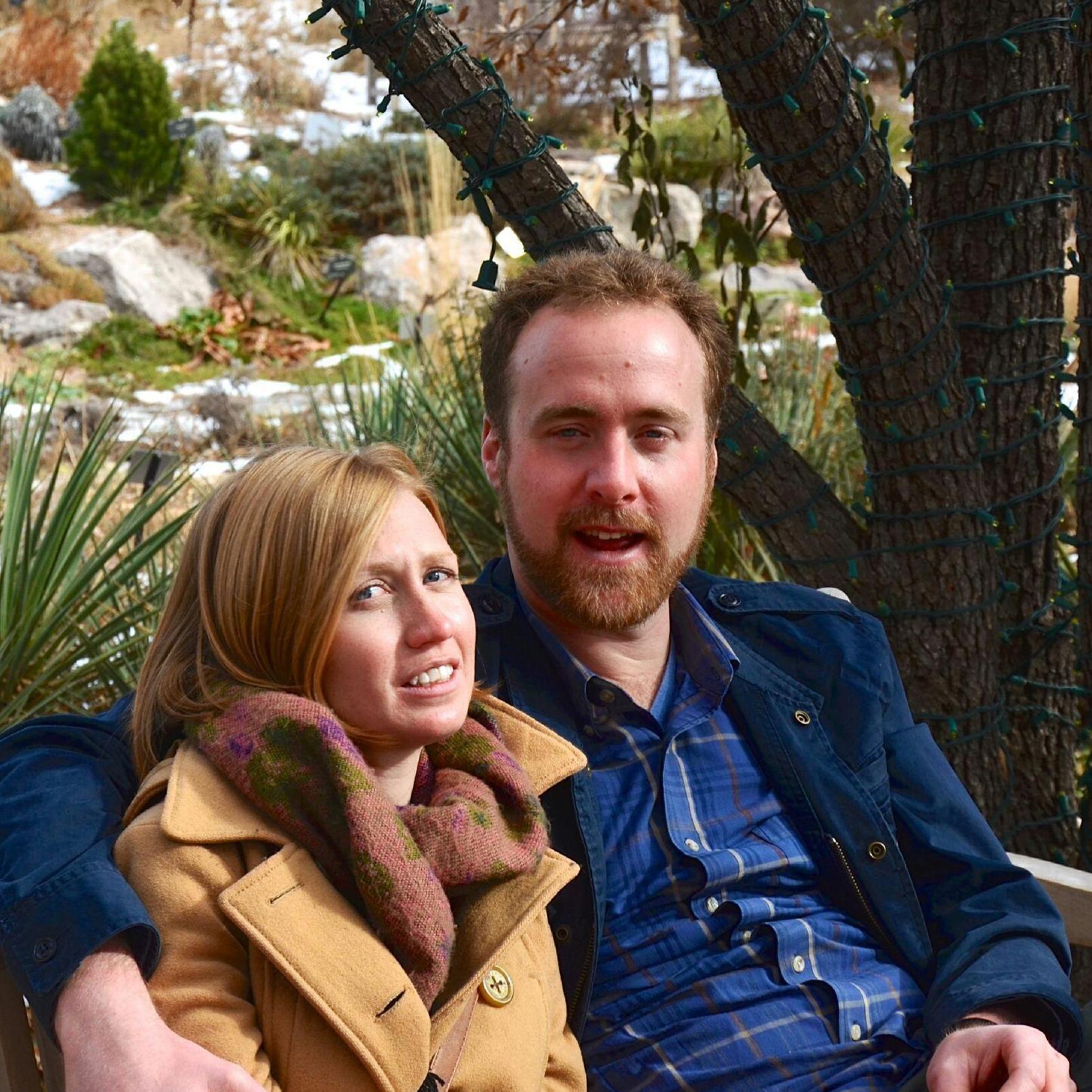 The first picture ever taken of us. At the Denver Botanic Gardens. By a stranger with a camera having some fun. Anneli was not impressed by the paparazzi.