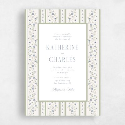 Beige Floral Wedding Invitation - Siofra Classic