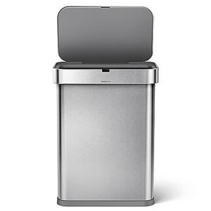 simplehuman® 58-Liter Rectangular Voice/Motion Sensor Trash Can in Stainless Steel