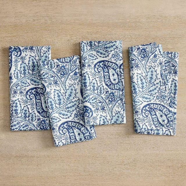 Karina Paisley Organic Cotton Napkins, Set of 4 - Blue