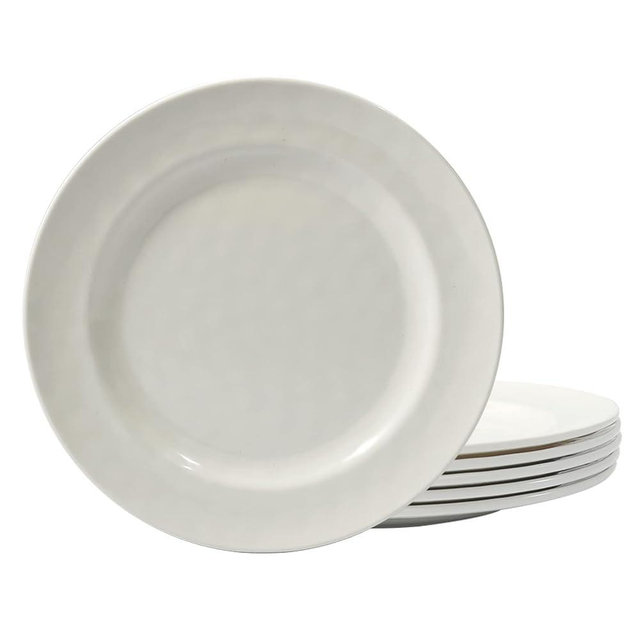 TP 8.5" Melamine Dinner Plates, 6-piece Plate Set Unbreakable Serving Dishes for Indoor and Outdoor, Service for 6, Ivory
